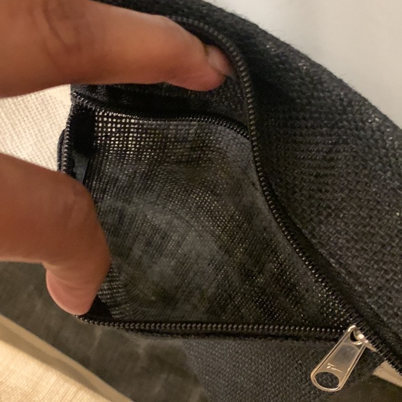 Burlap Zipper Top Tote - Picture 5 of 5